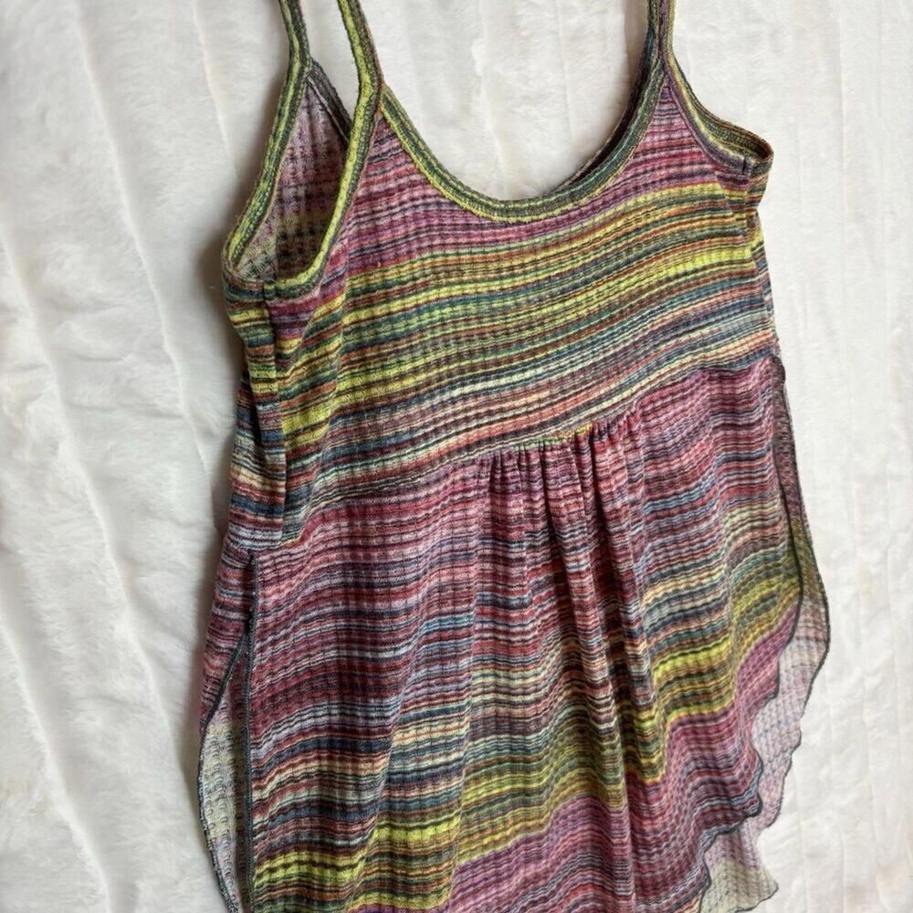 Earthbound Trading Co Colorful Split Front Camisole Slit Sides Y2K 90s Medium - Picture 8 of 11